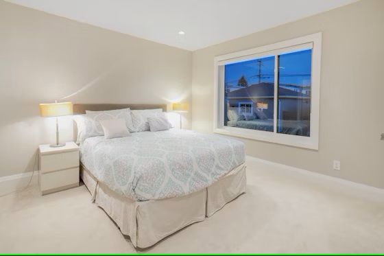 Bedroom with carpet
